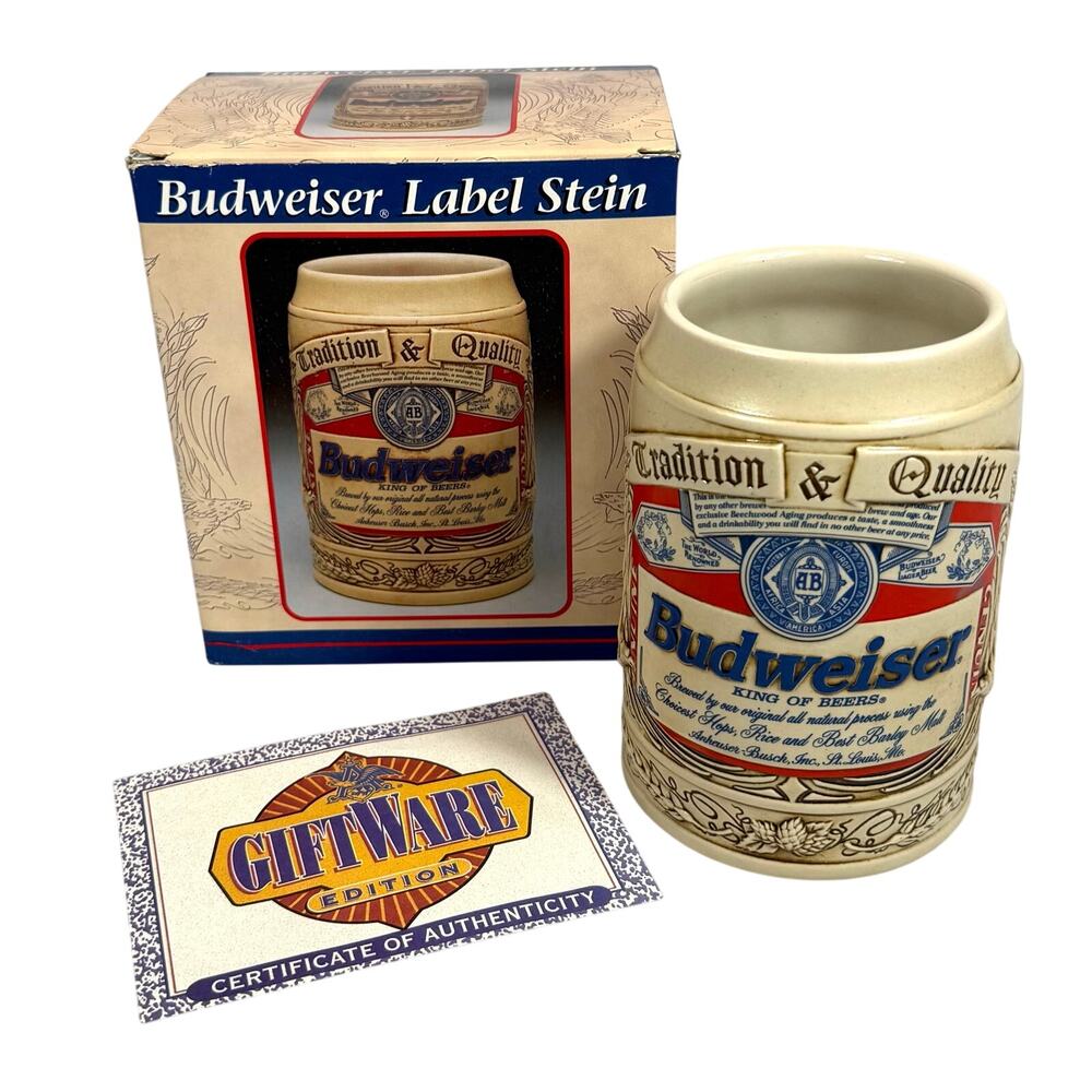 Vtg 1995 Budweiser Beer Stein Anheuser-Busch Collectible Mug w/Box